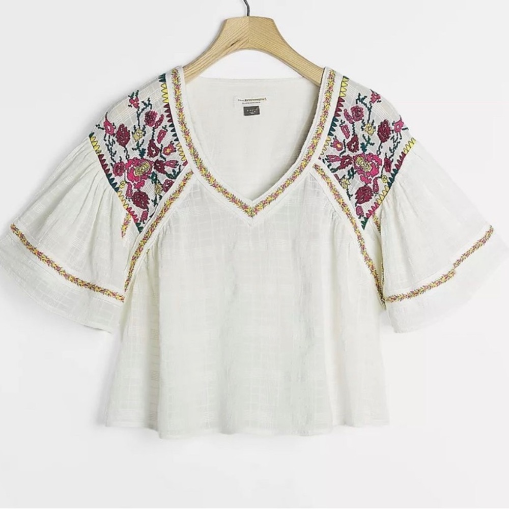 Anthropologie Pilcro Boho Embroidered Blouse